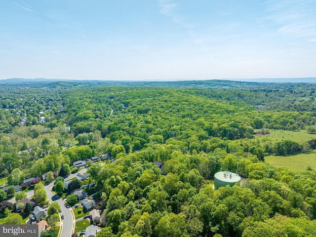 birds eye view of property with a wooded view