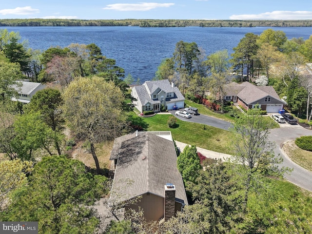 view from above of property with a large body of water
