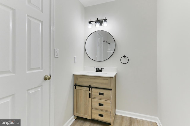 9552 Cannoneer Ct Unit 403, Manassas, VA 20110 - bathroom featuring wood finished floors, baseboards, and vanity