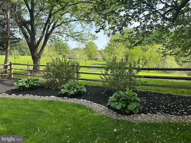 view of gate with a yard and fence