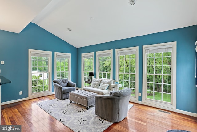 11373 Bishops Gate Ln, Laurel, MD 20723 - living room with vaulted ceiling, plenty of natural light, and hardwood / wood-style flooring