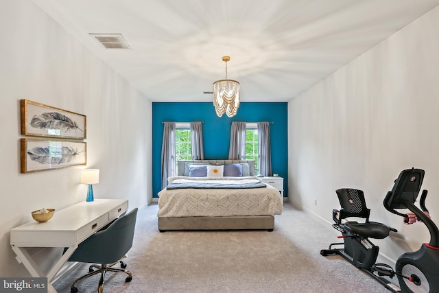 11373 Bishops Gate Ln, Laurel, MD 20723 - bedroom with carpet floors and a chandelier