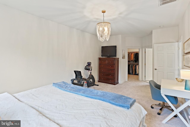 11373 Bishops Gate Ln, Laurel, MD 20723 - bedroom with a chandelier, carpet flooring, a spacious closet, and a desk