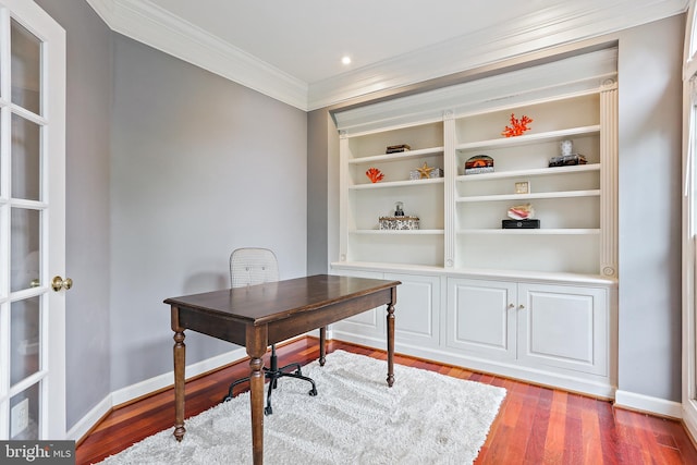 11373 Bishops Gate Ln, Laurel, MD 20723 - office area featuring crown molding, wood finished floors, and baseboards