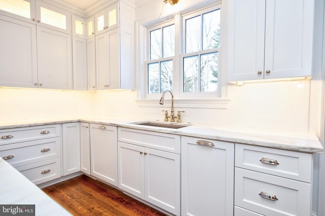 13 Sugarvale Way, Lutherville Timonium, MD 21093 - kitchen with white cabinets, decorative backsplash, and a sink