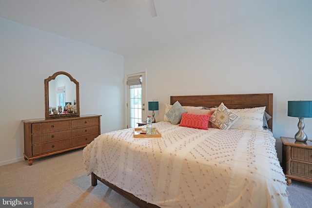 bedroom featuring carpet floors and ceiling fan