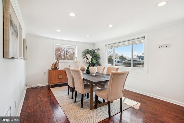 6813 Chestnut Ave, Falls Church, VA 22042 - dining space featuring hardwood / wood-style flooring, baseboards, and ornamental molding