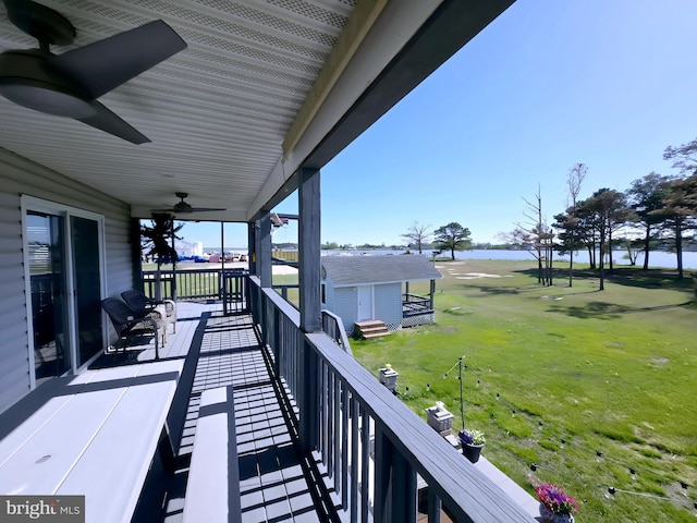 2508 Old House Point Rd, Fishing Creek, MD 21634 - balcony featuring a water view and a ceiling fan