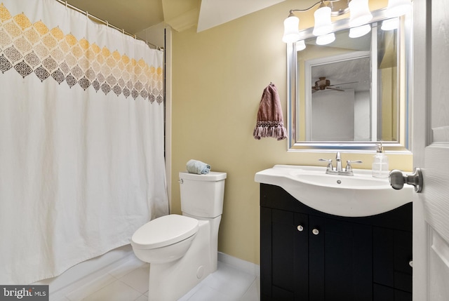bathroom featuring vanity, toilet, and tile patterned floors
