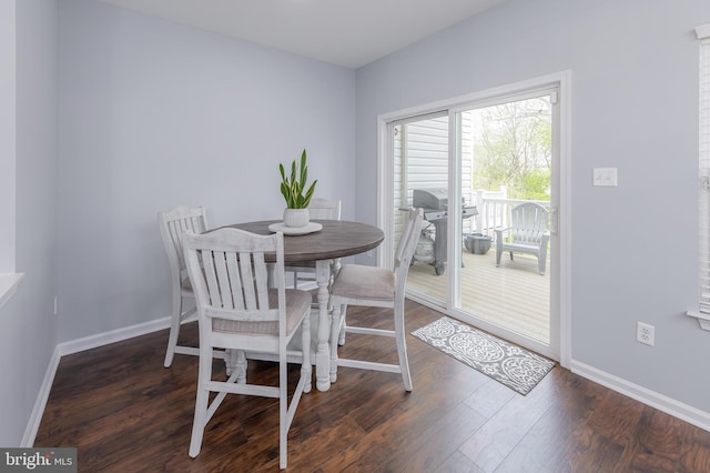 dining room featuring baseboards and wood finished floors