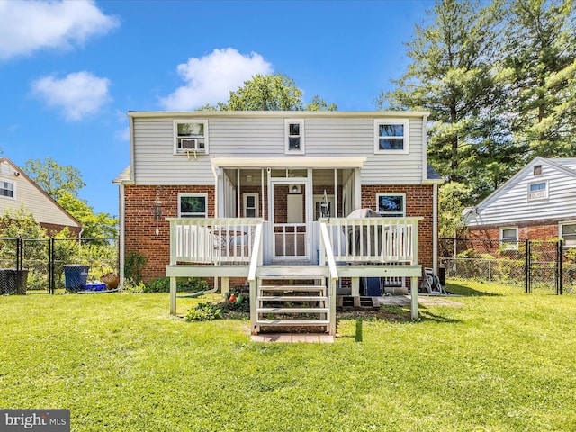 507 Kerwin Ct, Silver Spring, MD 20901 - back of house featuring a sunroom, a deck, and brick siding