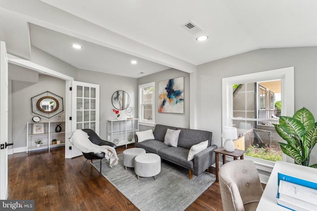 3104 Douglas St NE, Washington, DC 20018 - living area with wood finished floors, recessed lighting, and lofted ceiling