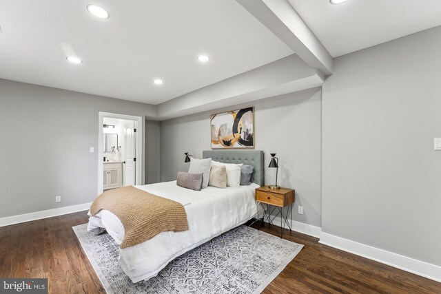 3104 Douglas St NE, Washington, DC 20018 - bedroom featuring baseboards, recessed lighting, wood finished floors, and ensuite bath