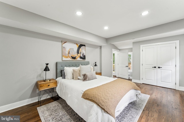3104 Douglas St NE, Washington, DC 20018 - bedroom featuring baseboards, recessed lighting, dark wood-style flooring, and a closet