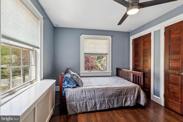 40 Treaty Elm Ln, Haddonfield, NJ 08033 - bedroom with a ceiling fan, radiator heating unit, and wood finished floors