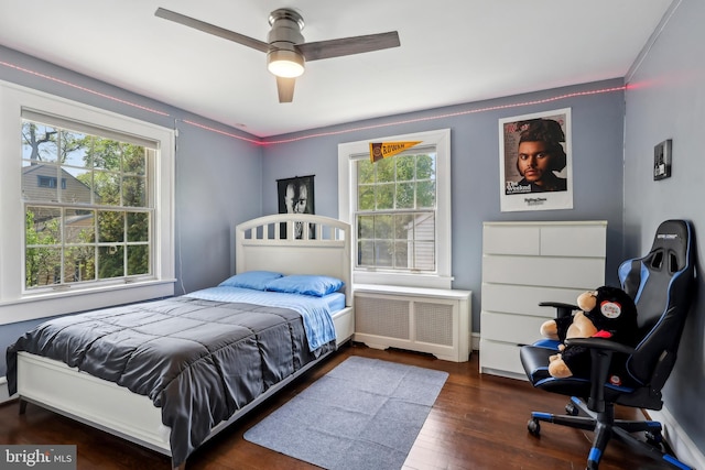40 Treaty Elm Ln, Haddonfield, NJ 08033 - bedroom with radiator, wood finished floors, ceiling fan, and multiple windows