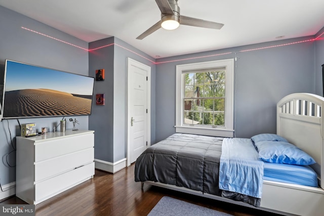 40 Treaty Elm Ln, Haddonfield, NJ 08033 - bedroom with baseboards, wood finished floors, and a ceiling fan