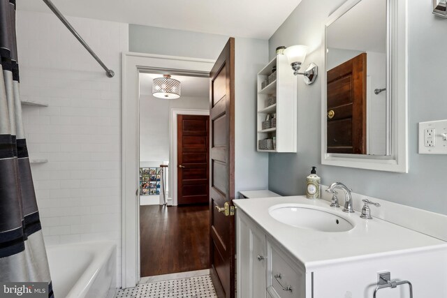 40 Treaty Elm Ln, Haddonfield, NJ 08033 - bathroom featuring shower / bath combo with shower curtain and vanity