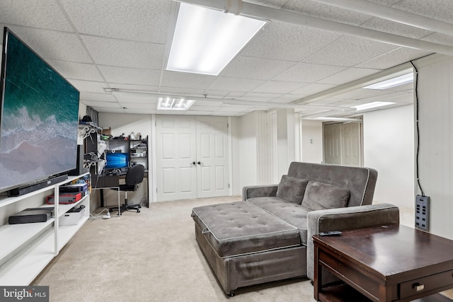 40 Treaty Elm Ln, Haddonfield, NJ 08033 - living area featuring a drop ceiling and carpet floors