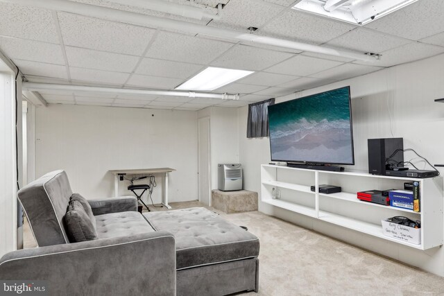 40 Treaty Elm Ln, Haddonfield, NJ 08033 - living room featuring a paneled ceiling and carpet floors
