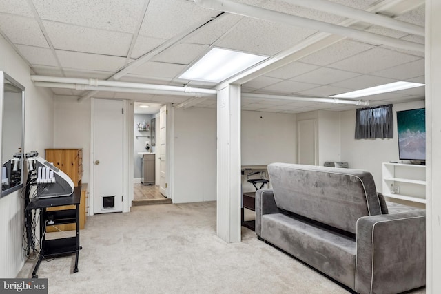40 Treaty Elm Ln, Haddonfield, NJ 08033 - finished below grade area with carpet flooring and a paneled ceiling