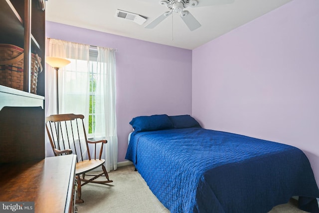 7601 Willow Bottom Rd, Sykesville, MD 21784 - bedroom with a ceiling fan, visible vents, and carpet floors