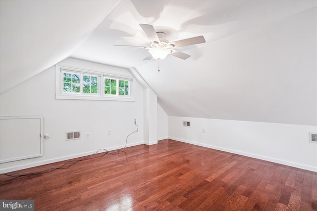 107 Bonnie View Rd, Glen Burnie, MD 21060 - additional living space featuring wood finished floors, lofted ceiling, baseboards, and a ceiling fan