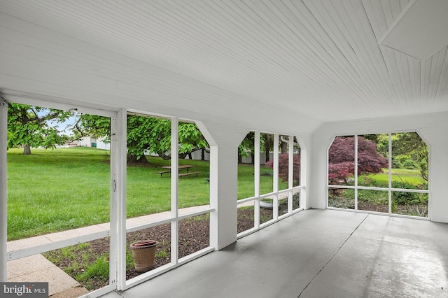 view of unfurnished sunroom