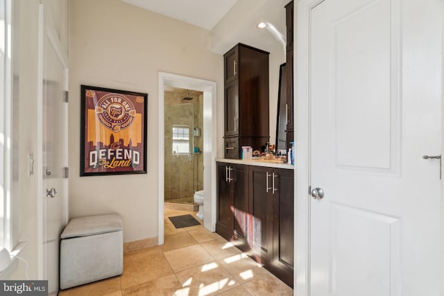 1519 Pine St Unit 7, Philadelphia, PA 19102 - full bath with a shower stall, tile patterned floors, vanity, baseboards, and toilet