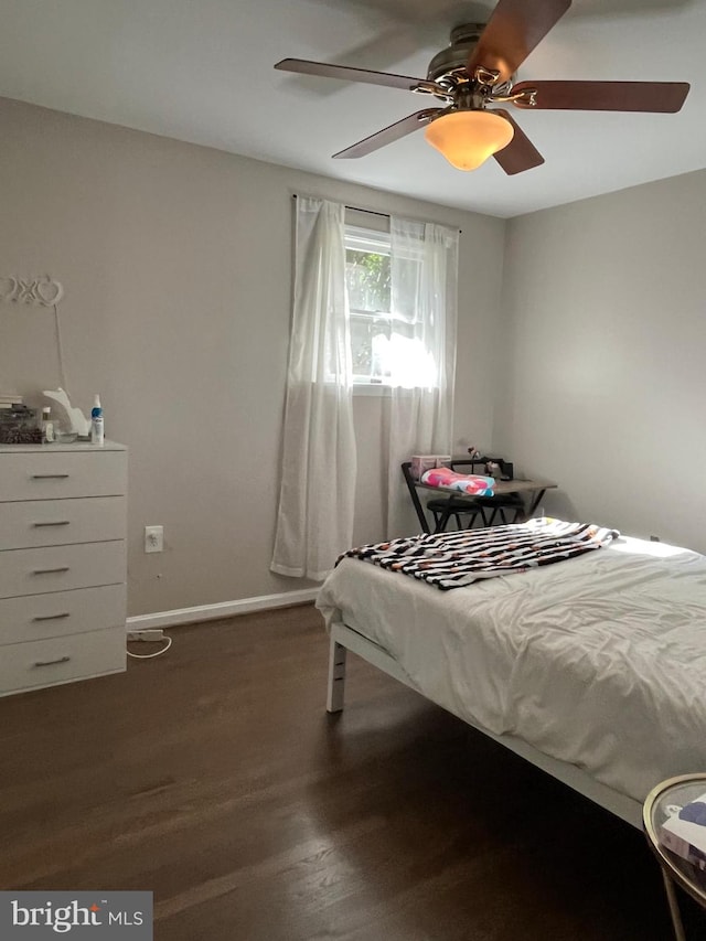 229 Old Line Ave, Laurel, MD 20724 - bedroom with dark wood finished floors, baseboards, and ceiling fan