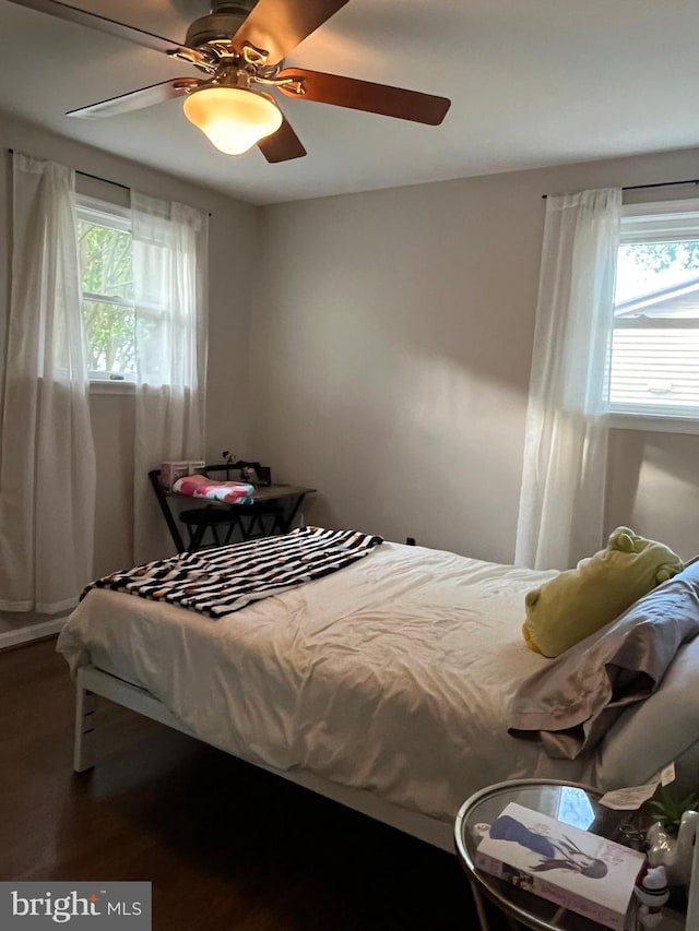 229 Old Line Ave, Laurel, MD 20724 - bedroom with multiple windows, wood finished floors, and ceiling fan