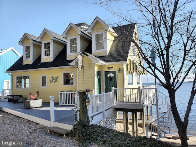 16254 Neabsco Beach Way, Woodbridge, VA 22191 - view of front of home featuring a wooden deck, stairs, and a shingled roof