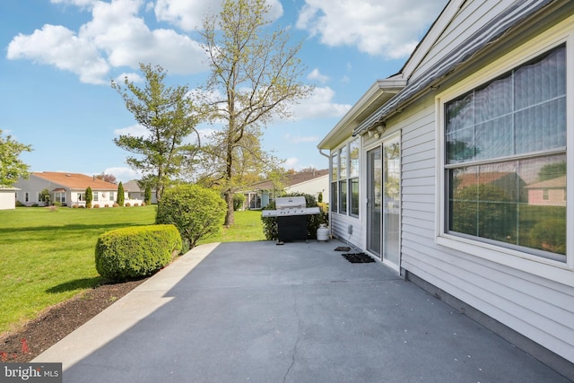 view of patio featuring a residential view and area for grilling