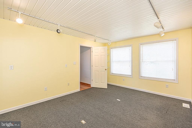 29 Salt Grass Rd, Ocean Pines, MD 21811 - carpeted spare room with track lighting, baseboards, and wooden ceiling
