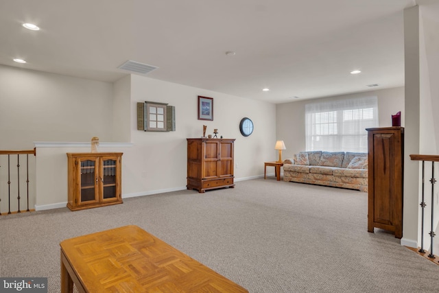 323 Valor Dr, Mechanicsburg, PA 17050 - living room with baseboards, carpet flooring, recessed lighting, and visible vents