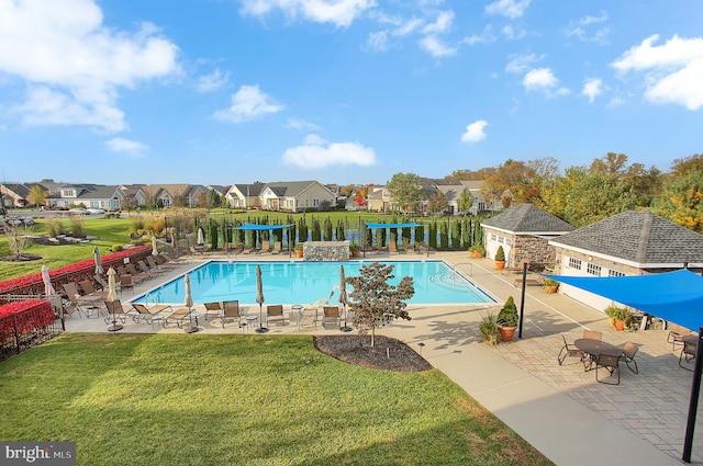 323 Valor Dr, Mechanicsburg, PA 17050 - community pool featuring fence, a patio, a yard, and a residential view