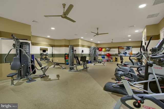 323 Valor Dr, Mechanicsburg, PA 17050 - workout area featuring ceiling fan and visible vents