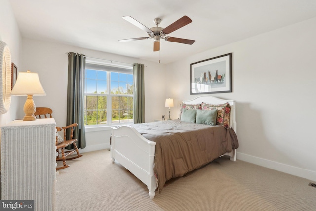 207 Reid Way, West Chester, PA 19382 - bedroom with a ceiling fan, baseboards, light colored carpet, and visible vents