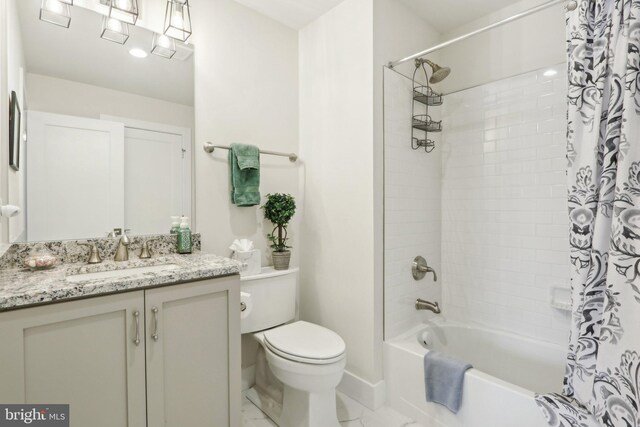 207 Reid Way, West Chester, PA 19382 - bathroom featuring toilet, baseboards, shower / bathtub combination with curtain, and vanity
