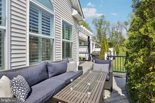 207 Reid Way, West Chester, PA 19382 - view of wooden balcony with a wooden deck, an outdoor living space, and a grill
