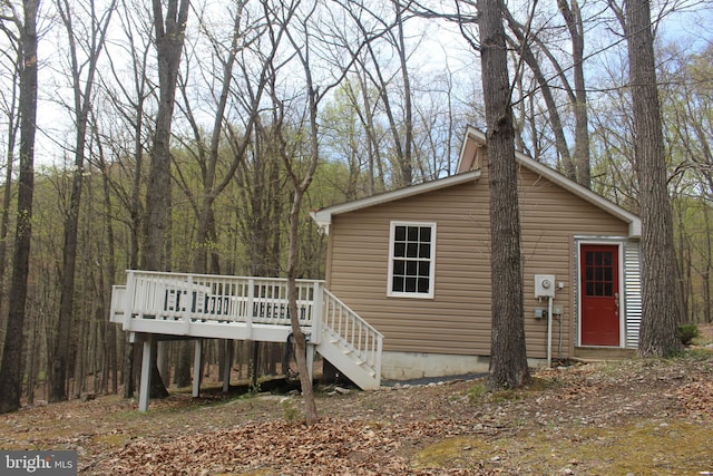659 Settlers Valley Way, Lost River, WV 26810 - view of front of house with stairs, a deck, and crawl space
