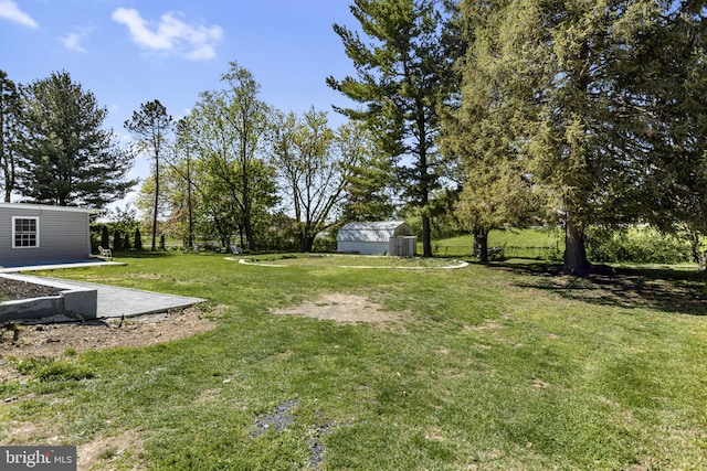 view of yard with an outbuilding and a storage unit