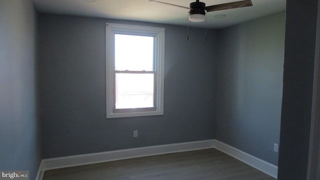 1839 E Pastorius St, Philadelphia, PA 19138 - unfurnished room with dark wood-style flooring, a ceiling fan, and baseboards