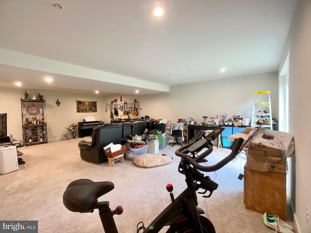 playroom featuring recessed lighting and carpet floors