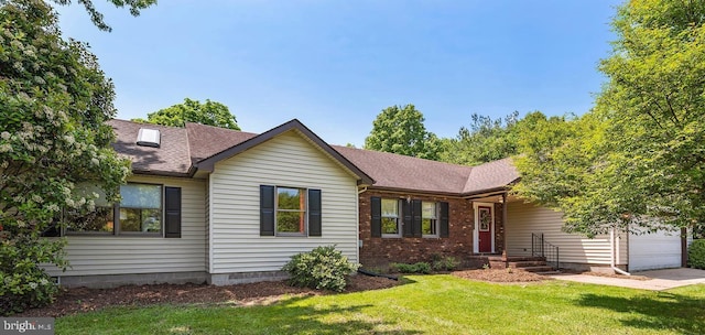 206 Barroll Dr, Chestertown, MD 21620 - single story home featuring roof with shingles, a front lawn, an attached garage, and brick siding