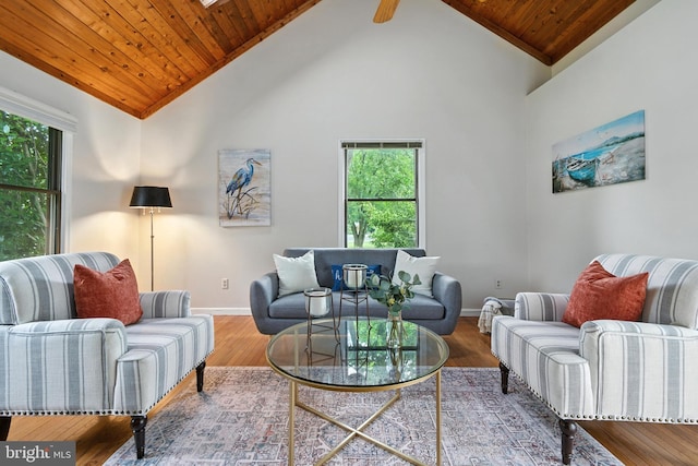 206 Barroll Dr, Chestertown, MD 21620 - living room featuring vaulted ceiling, wood ceiling, ceiling fan, and wood finished floors