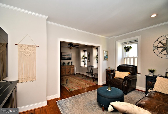 5 Ambler Rd, Ambler, PA 19002 - living area with wood finished floors, baseboards, and ornamental molding