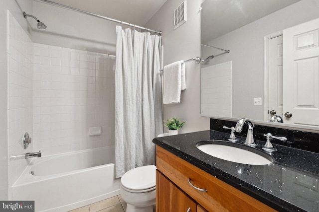 1617 Potomac Greens Dr Unit A, Alexandria, VA 22314 - full bathroom with shower / bathtub combination with curtain, toilet, tile patterned floors, and vanity