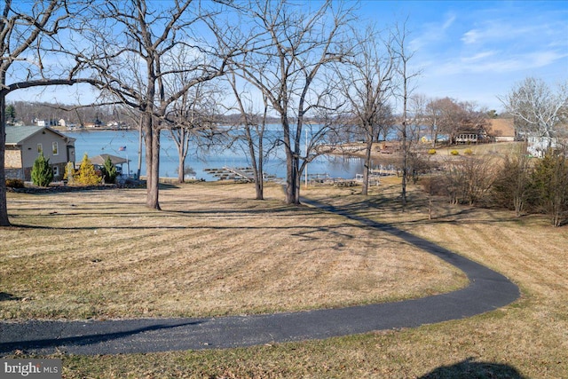 view of yard featuring a water view