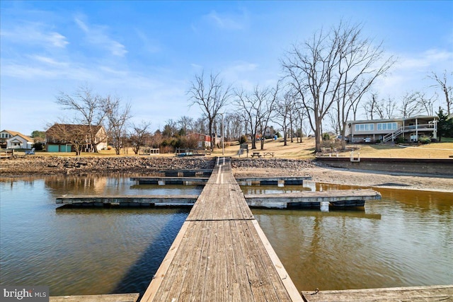 view of dock featuring a water view